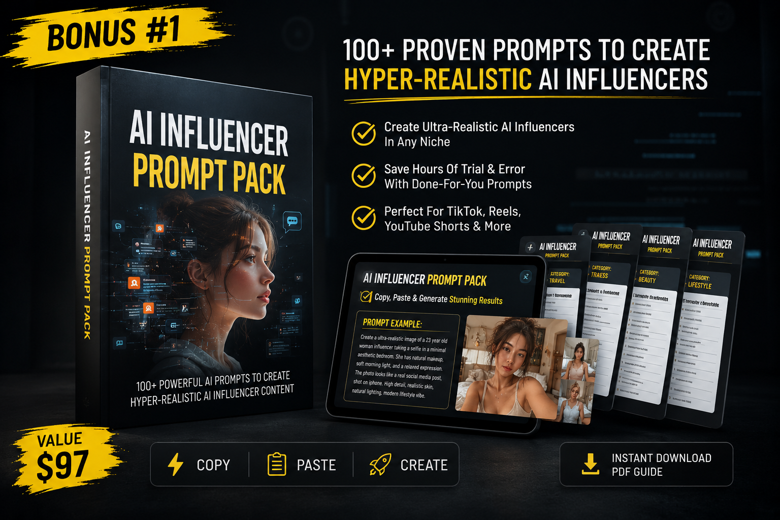Bonus #1 — AI Influencer Prompt Pack