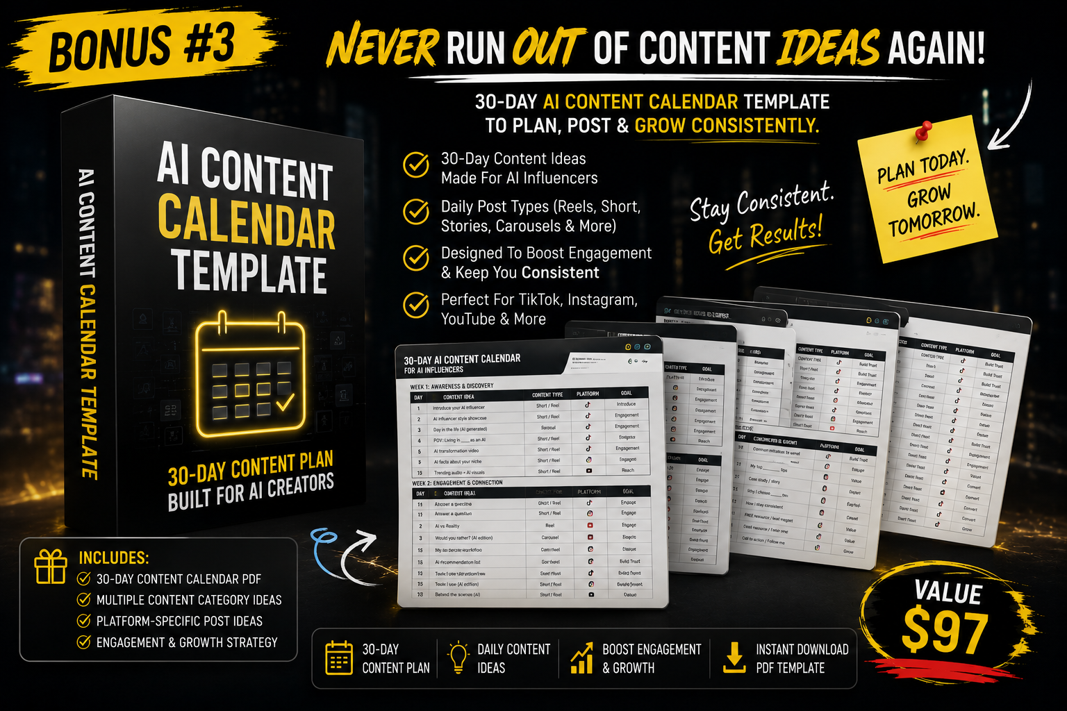 Bonus #3 — AI Content Calendar Template