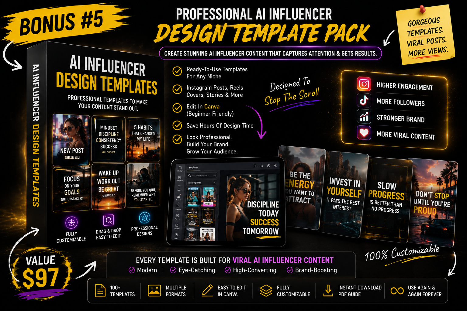 Bonus #5 — AI Influencer Design Template Pack